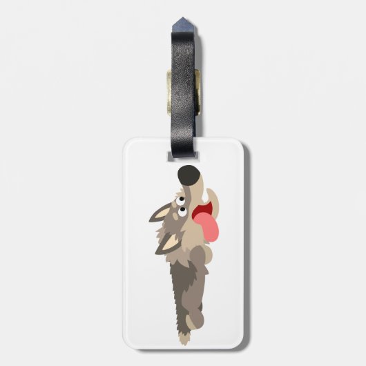 Étiquette À Bagage Balise de bagages loup de caricature de la flotte (Dos Vertical)