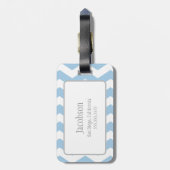 Étiquette À Bagage Balise de bagages Monogramme Chevron bleu et blanc (Dos Vertical)