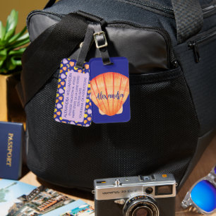Étiquette À Bagage Balise de bagages Monogramme de coquilles d'aquare