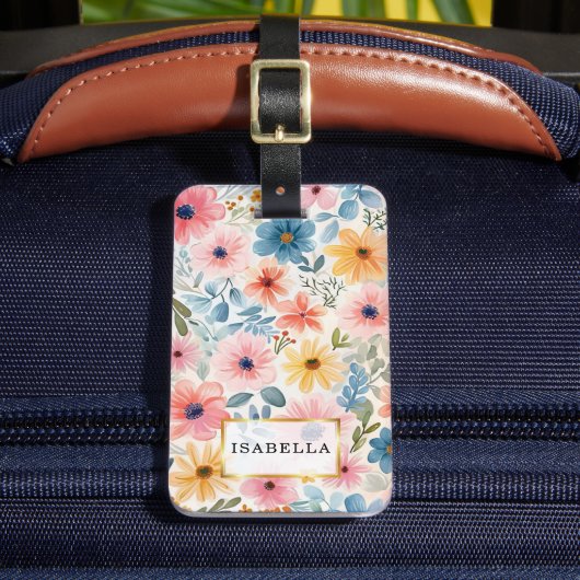 Étiquette À Bagage Balise de bagages monogramme de motif floral (Insitu Rectoal 2)