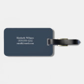 Étiquette À Bagage Balise de bagages Monogramme floral Marine et Pêch (Dos horizontal)