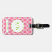 Étiquette À Bagage Balise de bagages Monogramme rose (Devant horizontal)