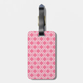 Étiquette À Bagage Balise de bagages Monogramme rose (Dos Vertical)