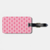 Étiquette À Bagage Balise de bagages Monogramme rose (Dos horizontal)