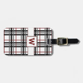 Étiquette À Bagage Balise de bagages noir blanc et rouge (Devant horizontal)