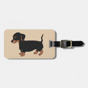 Étiquette À Bagage Balise de bagages noir et Brown Dachshund