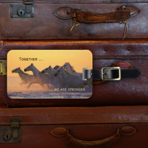Étiquette À Bagage Balise de bagages Ocean Sunset Horses Wild Horses