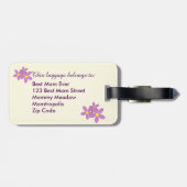 Étiquette À Bagage Balise de bagages rose floral monogramme (Dos horizontal)