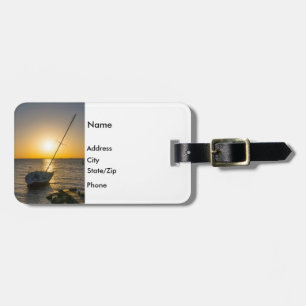 Étiquette À Bagage Balise de bagages Sunset Sailboat Shipwreck Gulf B