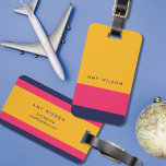 Étiquette À Bagage Balise de bloc couleur bleu rose jaune vif<br><div class="desc">Marque de bagages de bloc de couleur élégante et personnalisée en bleu, rose et jaune gras et éclatant. Personnalisez cette balise en remplaçant le texte de l'espace réservé par vos informations et pour plus d'options comme changer la police et sa taille, cliquez sur le bouton "Customiser". *Veuillez noter que le...</div>