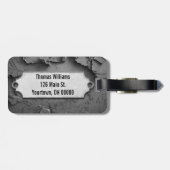 Étiquette À Bagage Balise de métal sur Rocher rustique (Dos horizontal)