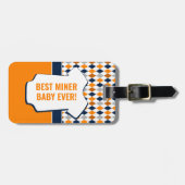 Étiquette À Bagage Balise de Motif de Jacquard de la marine orange Mi (Devant horizontal)