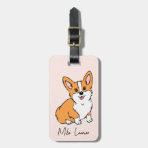 Balise de nom de bagage personnalisé Corgi adorabl