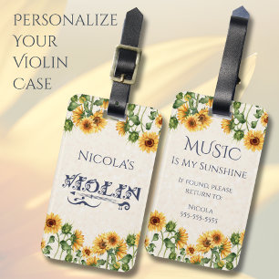 Étiquette À Bagage Balise de nom du Coque de violon de tournesol mign