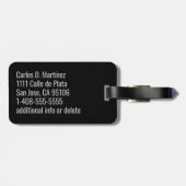 Étiquette À Bagage Balise de sac à bagages monogramme en argent profe (Dos horizontal)