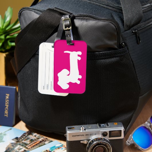 Étiquette À Bagage Balise de sac de voyage Dachshund Pink (Recto & Verso)