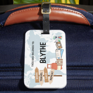Étiquette À Bagage Balise de sac de voyage personnalisée - Travail, V