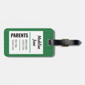 Étiquette À Bagage Balise de sac vert de bébé fille aigle (Dos horizontal)