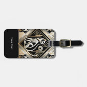 Étiquette À Bagage Balise de vêtement de chat noir Abstrait décoratif (Devant horizontal)