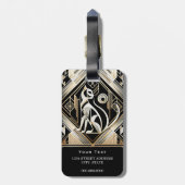 Étiquette À Bagage Balise de vêtement de chat noir Abstrait décoratif (Dos Vertical)