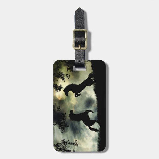 Étiquette À Bagage Balise Deux Chevaux sauvages (Devant Vertical)