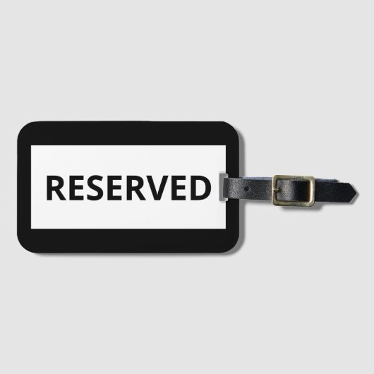 Étiquette À Bagage Balise d'identification noire blanche réservée (Devant Horizontal)