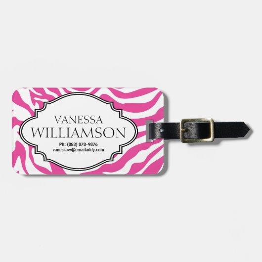 Étiquette À Bagage Balise d'impression Sassy HOT Rose personnalisée Z (Devant horizontal)