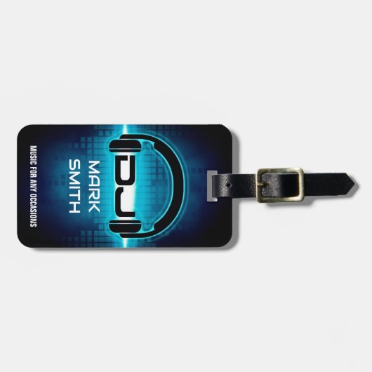 Étiquette À Bagage Balise DJ Modern Blue avec code QR (Devant horizontal)