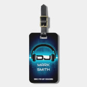 Étiquette À Bagage Balise DJ Modern Blue avec code QR (Devant Vertical)