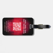 Étiquette À Bagage Balise DJ Modern Red Luggage avec code QR (Dos horizontal)