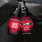 Étiquette À Bagage Balise DJ Modern Red Luggage avec code QR