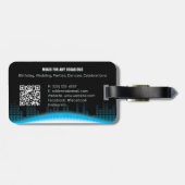 Étiquette À Bagage Balise DJ Sky Blue Luggage avec code QR (Dos horizontal)