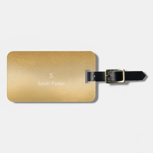 Étiquette À Bagage Balise élégante et moderne en or en acrylique (Devant horizontal)