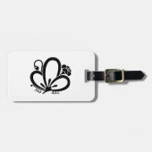 Étiquette À Bagage Balise en forme de papillon ombragé Fleur de prune (Devant horizontal)