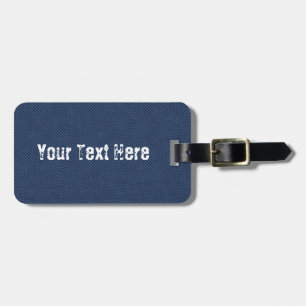 Étiquette À Bagage Balise Faux Blue Denim avec texte personnalisé