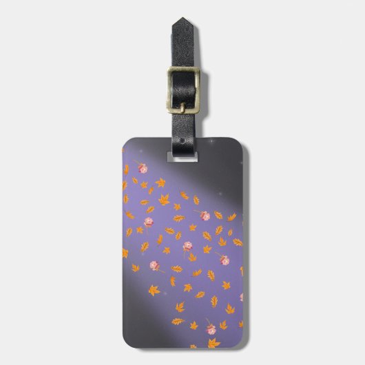 Étiquette À Bagage Balise Feuilles d'automne et bagages Rose (Devant Vertical)