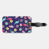 Étiquette À Bagage Balise fille Dinosaures et beignets (Dos horizontal)