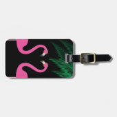 Étiquette À Bagage Balise Flamants roses du soir et paume Feuille (Devant horizontal)