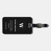 Étiquette À Bagage Balise Fleur rose avec bagages Monogramme (Dos horizontal)