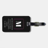 Étiquette À Bagage Balise Fleur rose avec bagages Monogramme (Dos horizontal)