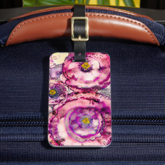Étiquette À Bagage Balise Fleurs de Tsubaki dans l'encre d'alcool