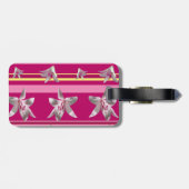 Étiquette À Bagage Balise Fleurs & Stripes Bagage avec cuir (Dos horizontal)