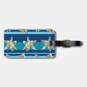 Étiquette À Bagage Balise Fleurs & Stripes Bagage avec cuir (Dos horizontal)