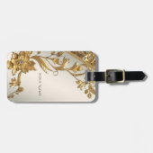 Étiquette À Bagage Balise Golden Wavy Feuille floral (Devant horizontal)