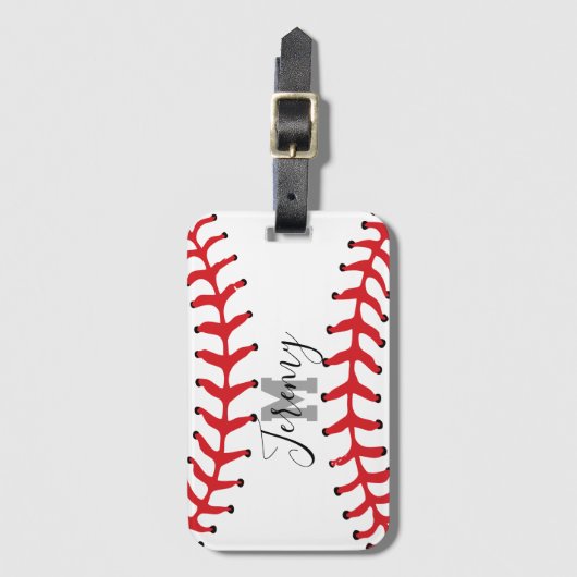 Étiquette À Bagage Balise initiale et nom du baseball (Devant Vertical)