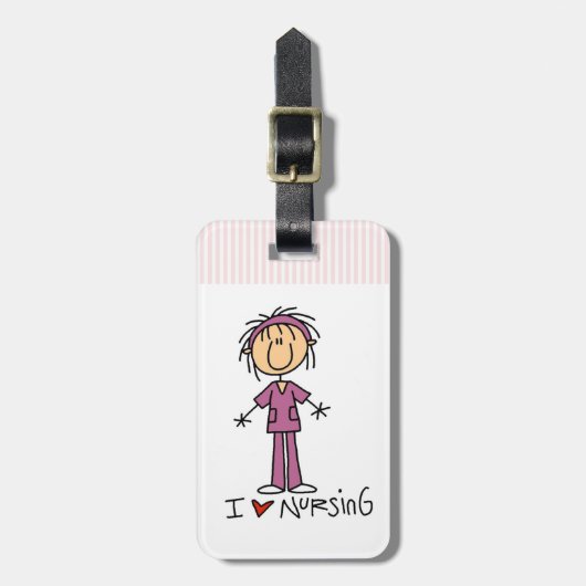 Étiquette À Bagage Balise J'aime les bagages de soins infirmiers (Devant Vertical)