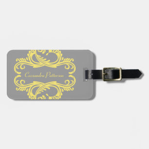 Étiquette À Bagage Balise Jaune Chic Damask