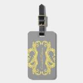 Étiquette À Bagage Balise Jaune Chic Damask (Devant Vertical)