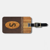 Étiquette À Bagage Balise joli Faux Wood Monogrammed Luggage (Devant horizontal)