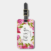 Étiquette À Bagage Balise Joli floral Let's Go Luggage (Devant Vertical)